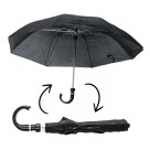 Guarda-Chuva Preto Cabo Curvo 8 Varetas 53cm Compacto Resistente e Elegante para Proteção em Dias de Chuva