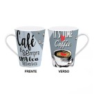 Caneca 290ml de Porcelana Café Faixa Terramada – Caneca Decorada para Café, Chá, Cappuccino e Chocolate Quente, Presente Criativo