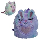 Mochila de Pelúcia Infantil Coelho 27,5x23x7,5cm Fofa Leve e Confortável para Escola Passeios Viagens e Presentes para Crianças