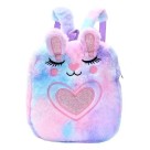 Mochila de Pelúcia Infantil Coelho 27,5x23x7,5cm Fofa Leve e Confortável para Escola Passeios Viagens e Presentes para Crianças