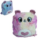 Mochila de Pelúcia Infantil Feminina Ursinho 23,5x28,5x7,5cm Fofa Leve e Confortável para Escola Passeios Viagens e Presentes para Crianças