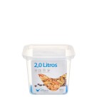 Pote Quadrado Volare 2L Rischioto Plástico Transparente com Tampa – Organização de Alimentos, Cozinha e Despensa