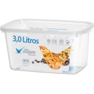 Pote Retangular Alto Volare 3 Litros Plástico Transparente com Tampa para Armazenamento de Alimentos, Cozinha, Geladeira e Freezer  