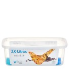 Pote Retangular Alto Volare 3 Litros Plástico Transparente com Tampa para Armazenamento de Alimentos, Cozinha, Geladeira e Freezer  