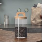 Pote Hermético 900ml de Vidro com Tampa de Bambu – Organização e Conservação