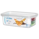 Pote Retangular Volare 1,2L com Tampa Transparente Livre de BPA – Uso em Freezer, Micro-ondas e Lava-louças