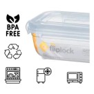 Pote Retangular Fliplock Alto 1L com Tampa Hermética – Livre de BPA, Ideal para Freezer, Geladeira e Marmitas