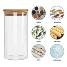 Pote Hermético 480ml de Vidro com Tampa de Bambu – Organização e Conservação