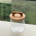 Pote Hermético de Vidro 500ml com Tampa de Bambu – Organização e Conservação