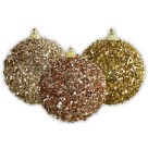 Bola de Natal 15cm com Flocos de Glitter Decorativa para Árvore, Guirlanda e Arranjos