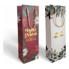 Sacola para Garrafa de Presente de Papel 12x36x8,5cm Resistente com Alça Ideal para Vinhos, Espumantes, Bebidas Finas, Azeites e Datas Comemorativas