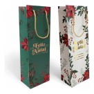 Sacola para Garrafa de Presente de Papel 12x36x8,5cm Resistente com Alça Ideal para Vinhos, Espumantes, Bebidas Finas, Azeites e Datas Comemorativas