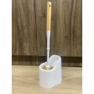 Escova Sanitária 10x14,3x43cm – Plástico Resistente, Cabo de Bambu e Cerdas Nylon