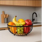 Fruteira de Metal e Madeira 25x25x12,5cm – Elegância e Funcionalidade na Cozinha