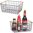 Cesto Organizador Multiuso 31x20x11,5cm – Metal Resistente com Detalhes em Bambu