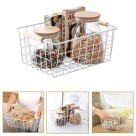 Cesto Organizador Multiuso 31x20x11,5cm – Metal Resistente com Detalhes em Bambu