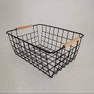 Cesto Organizador Multiuso 31x20x11,5cm – Metal Resistente com Detalhes em Bambu