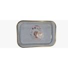 Bandeja Acrílica Transparente com Borda Dourada 33,8x23x4cm Luxo para Servir e Decorar