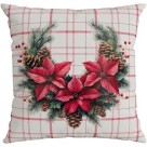 Capa de Almofada Natalina 43x43cm 100% Poliéster com Zíper Decorativa para Sofá e Sala de Estar