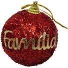 Bola de Natal com Glitter e Palavras 20cm Decorativa para Árvore, Guirlanda e Arranjos