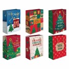 Sacola para Presente de Papel Natalina Estampada 19,4X27X8,6cm com Alça Reforçada