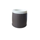 Escova Sanitária Rattan Cabo Longo 13,5x54cm com Suporte Moderno para Decoração e Limpeza