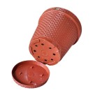 Vaso Redondo Rattan Terracota 10 Litros Plástico Resistente para Plantas, Flores e Hortaliças – Elegante, Leve e Ideal para Áreas Internas e Externas