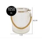 Vaso de Vidro 1050ml com Corda Decorativa para Arranjos e Decoração