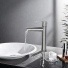 Torneira de Mesa para Lavatório Retrô em Aço Inox Escovado com Acabamento Fosco Durável