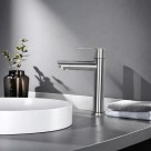 Torneira de Mesa para Lavatório Retrô em Aço Inox Escovado com Acabamento Fosco Durável