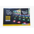 Rede de Luz 120 Leds 220V 1,2M Colorida Pisca-Pisca Expansível com 8 Funções e Fio Transparente para Decoração Natal Festas