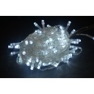 Cascata LED 100 Leds 2,3M 220V Branco com 8 Funções de Iluminação Pisca-Pisca Fio Transparente para Decoração Natal Festas Janelas Varandas