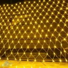 Rede de Luz 120 Leds 1,2M 220V Branco Quente Pisca-Pisca Expansível com 8 Funções e Fio Transparente para Decoração Natal Festas Janelas Varandas