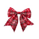 Enfeite Laço Xadrez 24x28cm Natalino Geruit Decorativo para Árvores Guirlandas Portas Janelas Escadas e Vitrines