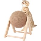 Brinquedo Bola Arranhador para Gatos em Madeira e Sisal 21cm Resistente e Interativo para Felinos de Todas as Idades