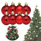 Kit Bola de Natal Vermelha 4cm C/12 Unidades Mista em Tubo para Decoração de Árvores e Enfeites Natalinos