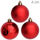 Kit Bola de Natal Vermelha 4cm C/12 Unidades Mista em Tubo para Decoração de Árvores e Enfeites Natalinos