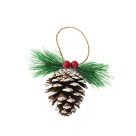 Enfeite de Natal Pinha Nevada Clássica 4cm Decoração Tradicional para Árvore de Natal, Guirlanda, Arranjos e Centros de Mesa