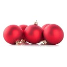 Bola de Natal 8cm Vermelha C/5 Unidades em Tubo – Acabamento Misto Fosco e Brilhante para Decoração de Árvore