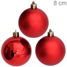 Bola de Natal 8cm Vermelha C/5 Unidades em Tubo – Acabamento Misto Fosco e Brilhante para Decoração de Árvore