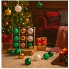 Kit Bola Natal Nonato 12 Unidades 8cm Mistas Decorativas Cores Sortidas Azul, Vermelho, Verde, Dourado, Branco