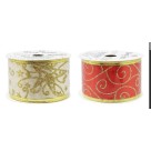 Fita de Cetim Vestige 5cm x 2,7m Sortida Para Presentes, Laços, Decoração Natalina, Artesanato e Arranjos Florais