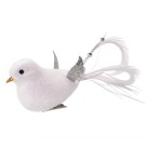 Enfeite Natalino Pássaro Branco com Glitter 12×4 cm – Decoração de Natal em Poliéster para Árvore, Guirlandas e Arranjos