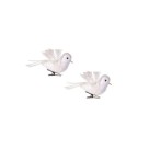 Pássaro Branco Natalino com Glitter – Enfeite c/2 pcs de 4×8 cm com Presilha para Decoração de Árvore, Festões e Arranjos