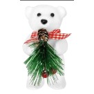 Urso Branco Natalino em Isopor 11cm – Enfeite Decorativo para Árvore de Natal, Guirlandas e Arranjos