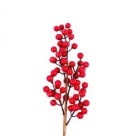 Galho de Frutos Vermelhos 50cm Enfeite Natalino para Árvores, Vitrines e Arranjos Florais Festivos