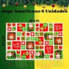 Jogo Americano 12 Peças Natalino 33x46cm Plástico com Descansos de Copo