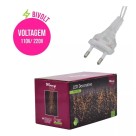 Cascata LED Fio Cobre 900L 6x0,75m Branco Quente Bivolt Decoração Natal e Festas