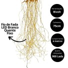 Cascata LED Fio Cobre 900L 6x0,75m Branco Quente Bivolt Decoração Natal e Festas