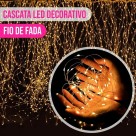 Cascata LED Fio Cobre 900L 6x0,75m Branco Quente Bivolt Decoração Natal e Festas